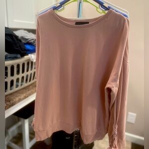 Pink Tie Sleeve Sweatshirt